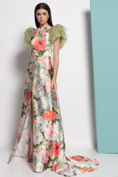 Vestido largo estampado floral inspirado en los jardines de Versalles