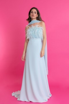 Vestido largo plumas Carina