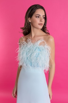 Vestido largo plumas Carina