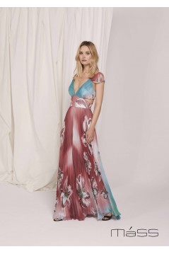 Vestido multicolor pliegues con escote – Colección verano 2020