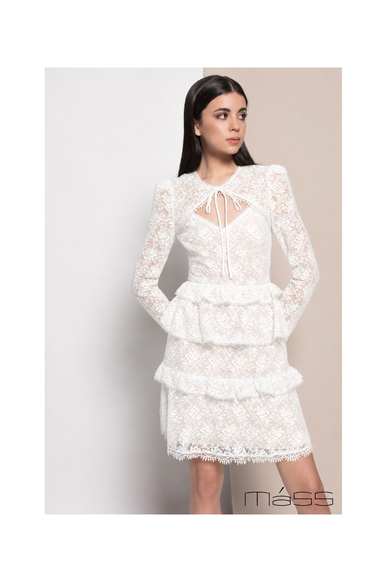 Vestido corto encaje blanco