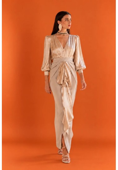 Vestido midi Champagne