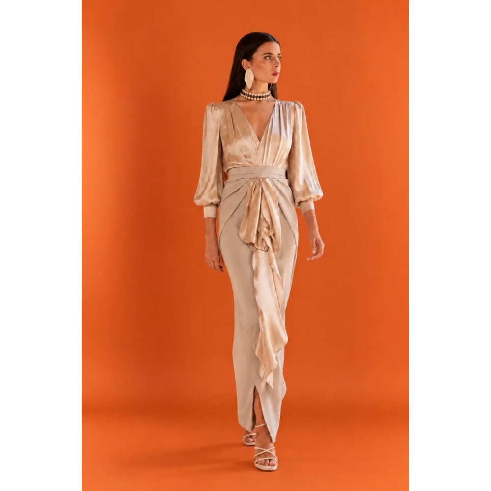 Vestido midi Champagne