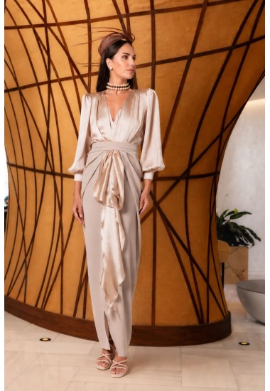 Vestido midi Champagne