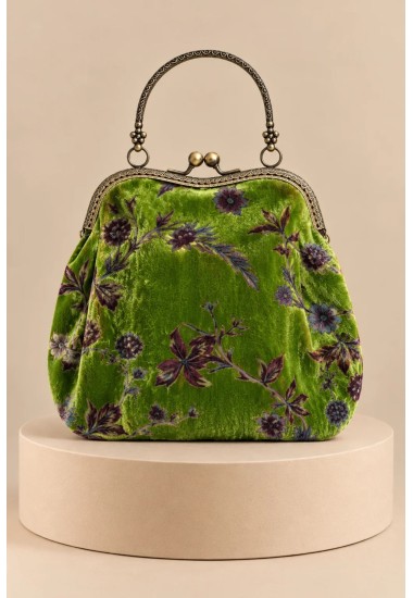 Bolso de terciopelo floral verde Esmeralda