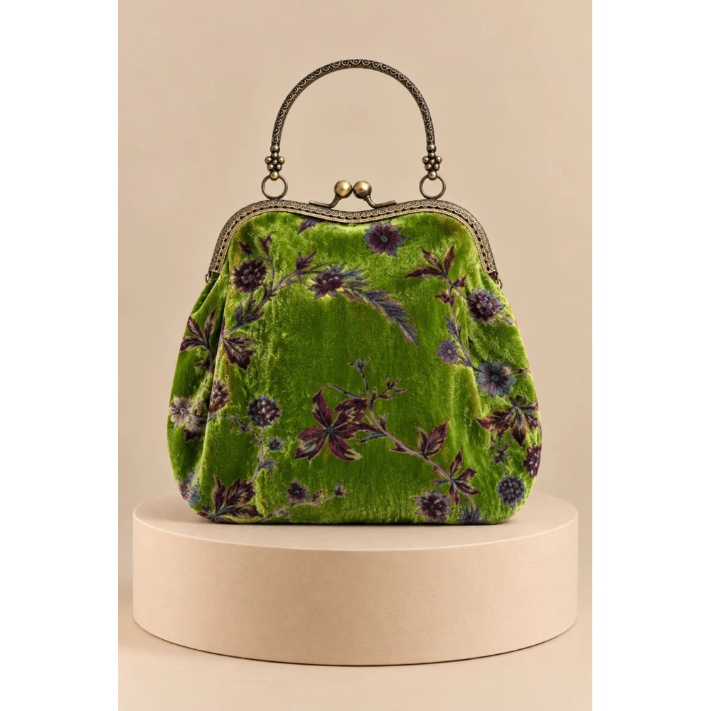 Bolso de terciopelo floral verde Esmeralda